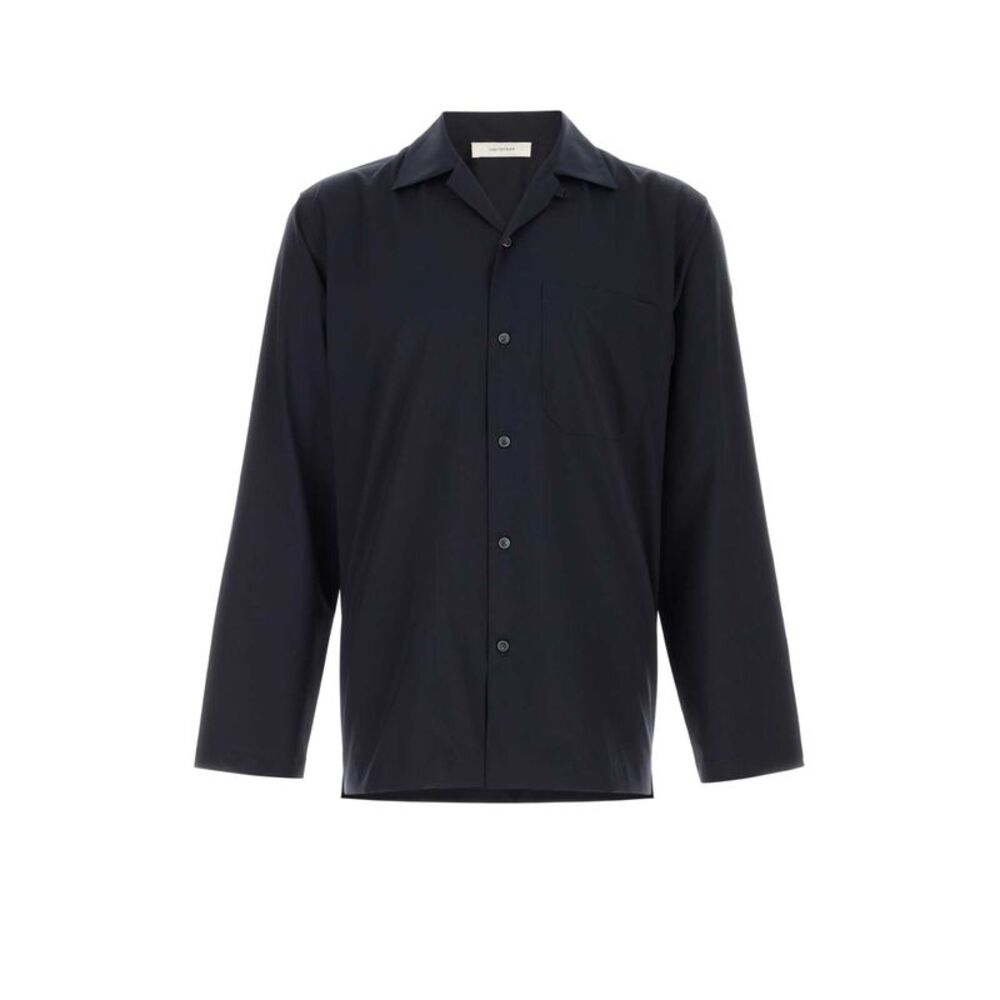 Umit Benan Men Navy Blue Wool Havana Shirt